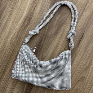 Silver rhinestone shoulder bag